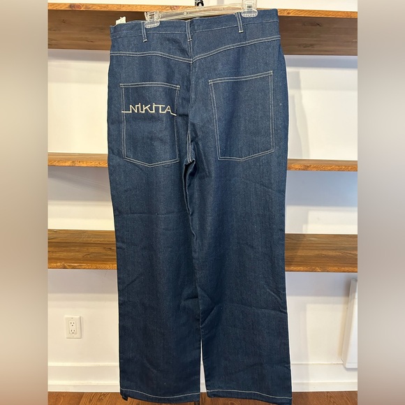 Nikita Dark Blue Cotton Wide Leg Denim pants in Size XL - Picture 2 of 2